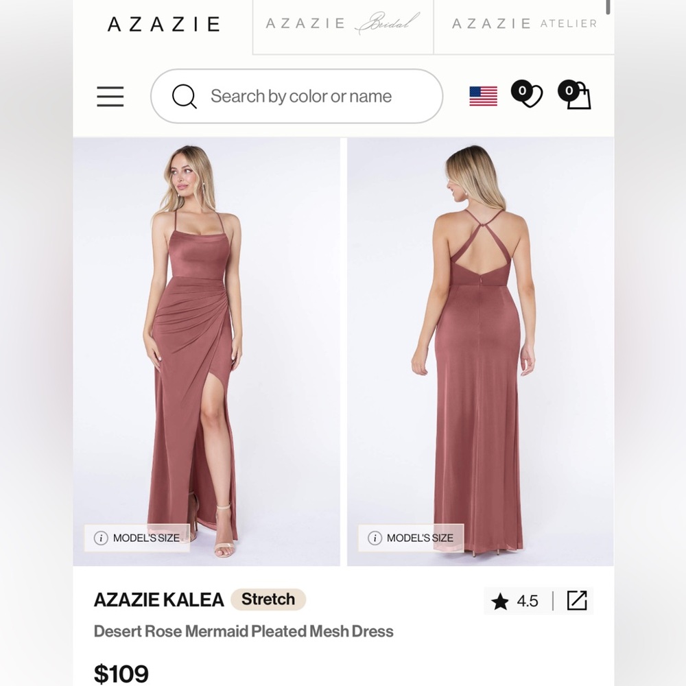 Azazie Kalea Bridesmaids Dress in Desert Rose